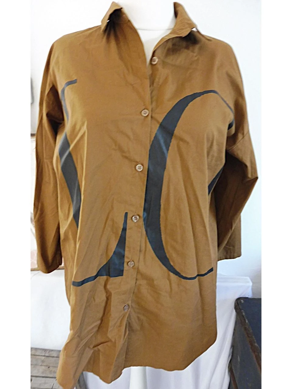 🤎 Chemise Oversize Camel "LOVE" Made in Italy T. Unique (46-50) 🤎